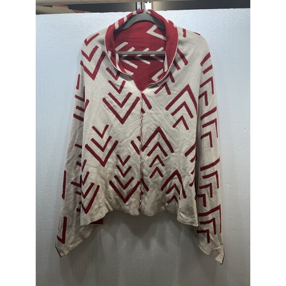 Duluth Trading Co OS Shawl One size Red Beige Poncho Womens - Picture 2 of 6